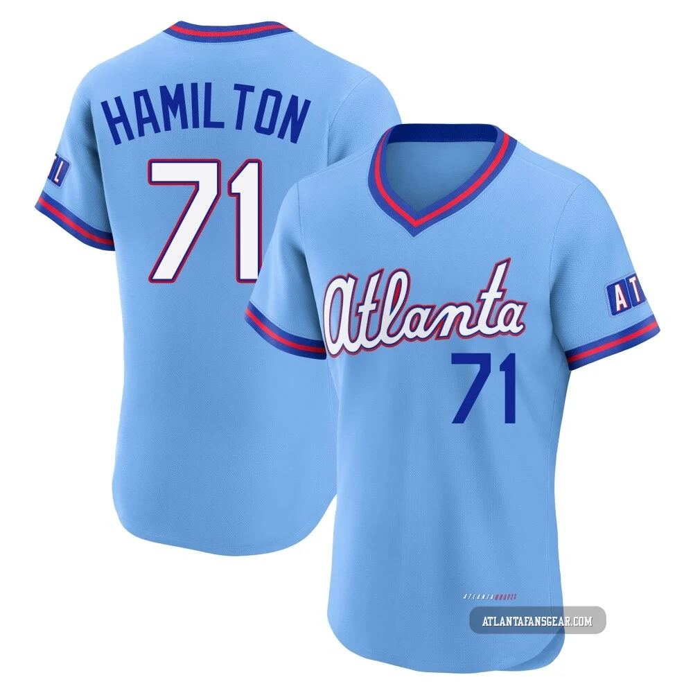 Men's Ian Hamilton ＃71 Authentic Atlanta Braves Blue Powder 2026 City Connect Stadium Jersey