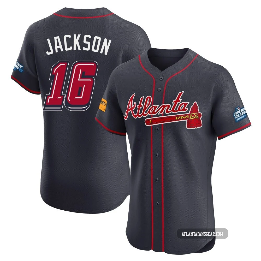 Men's Sonny Jackson ＃16 Elite Atlanta Braves Navy 2025 Speedway Classic Alternate Jersey