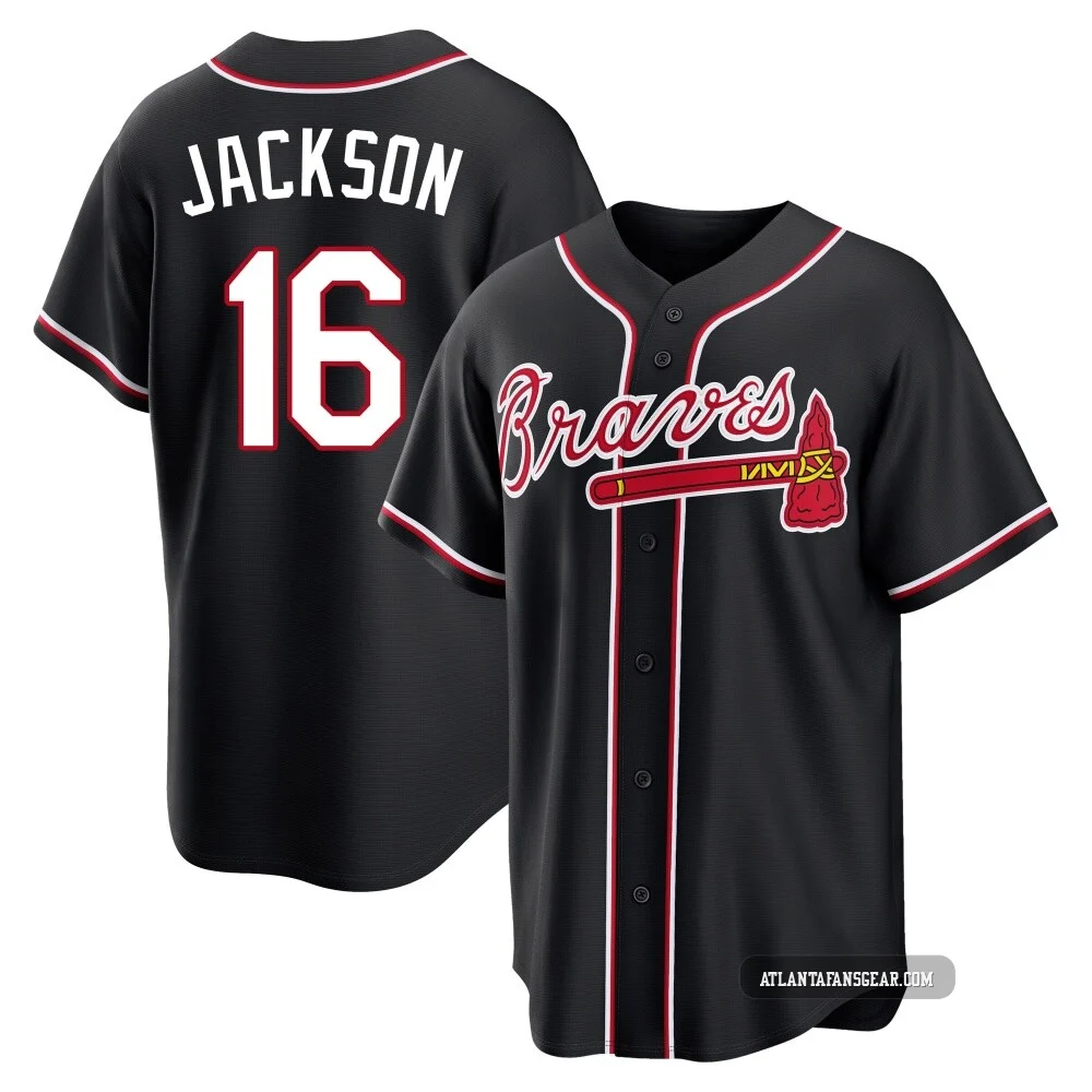 Men's Sonny Jackson ＃16 Replica Atlanta Braves Black Fashion Out Jersey