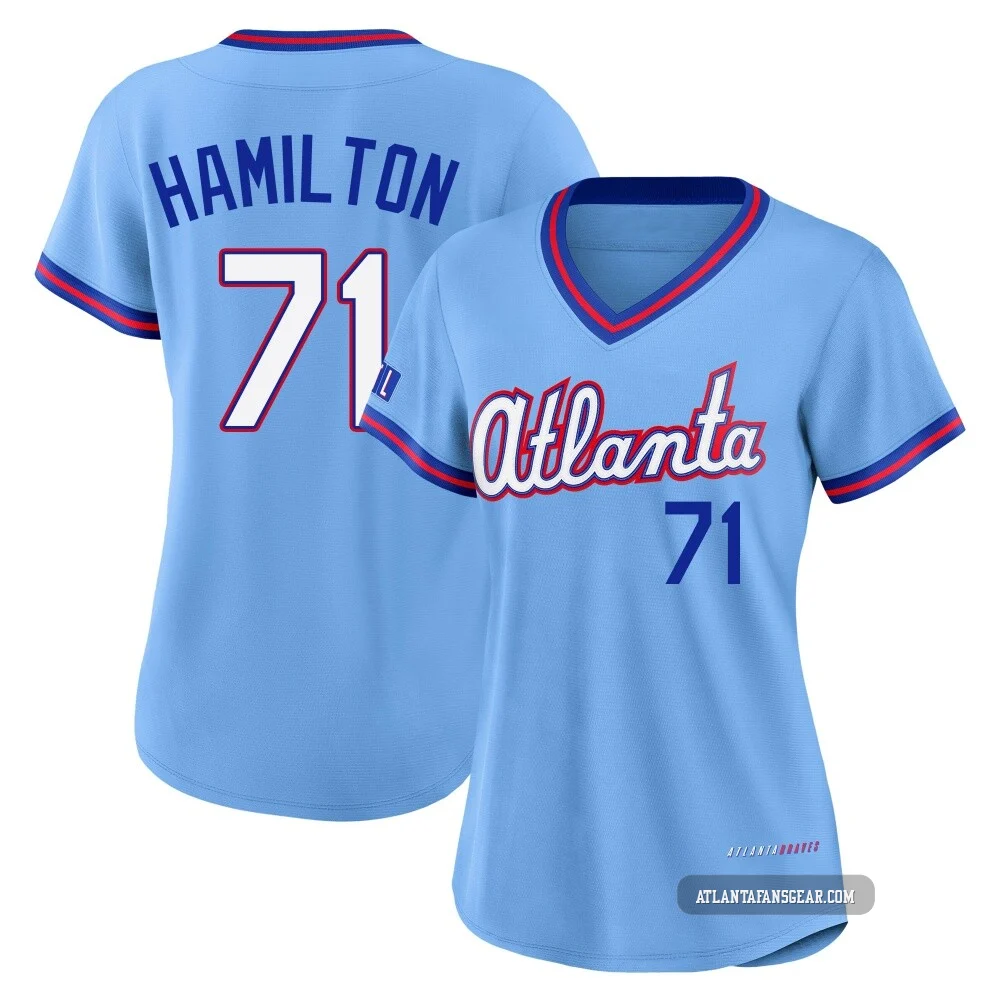 Women's Ian Hamilton ＃71 Limited Atlanta Braves Blue Powder 2026 City Connect Stadium Jersey