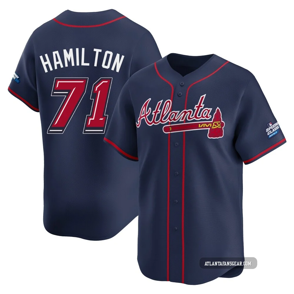 Youth Ian Hamilton ＃71 Limited Atlanta Braves Navy 2025 Speedway Classic Alternate Jersey