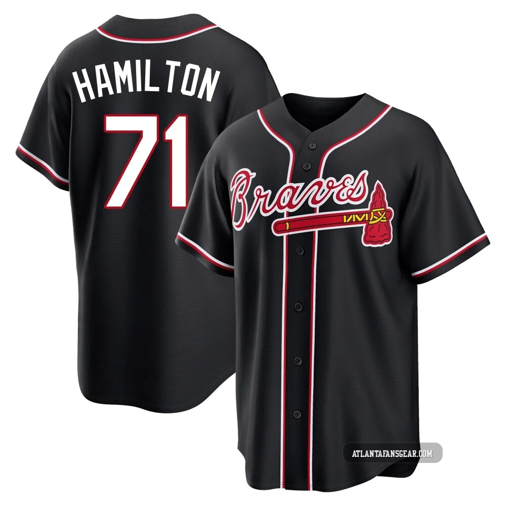Youth Ian Hamilton ＃71 Replica Atlanta Braves Black Fashion Out Jersey